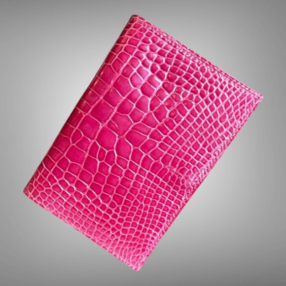 Hermes New In Box GM Agenda Cover Fuchsia Crocodile Porosus Lisse Skin - Picture 4 of 8